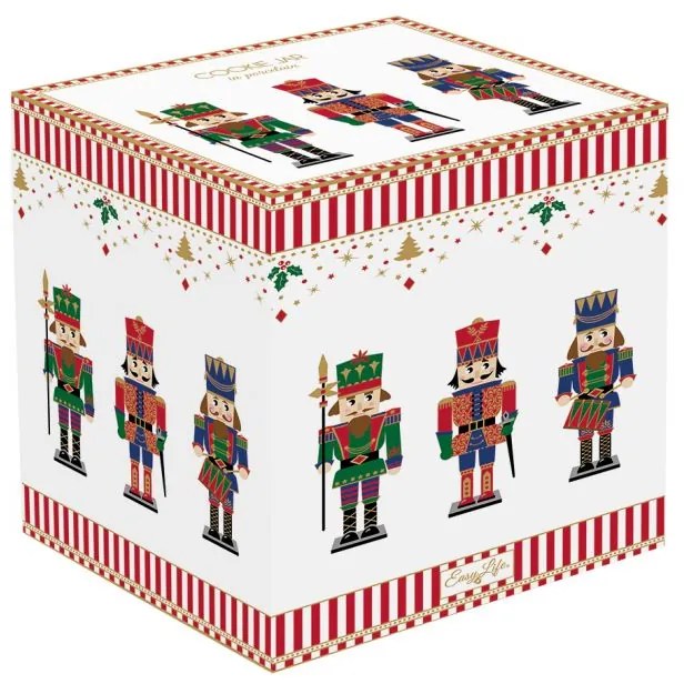 Diótörő karácsonyi porcelán keksztároló, 14x20 cm, díszdobozban - Nutcrackers