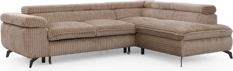 Barna kordbársony sarokkanapé (jobb oldali-L alakú) Marbeya – Ropez