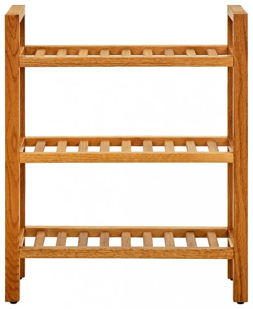 tömör tölgyfa cipőtartó 3 polccal 50 x 27 x 60 cm