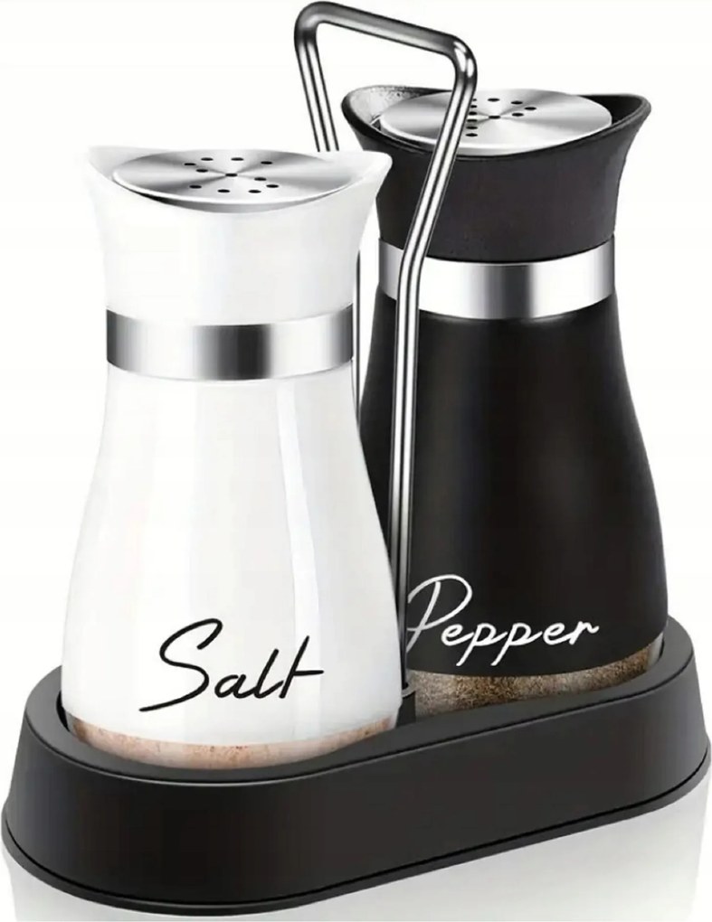 Sószóró borsszóró Dikom fekete-fehér szett fogantyúval üveg szett