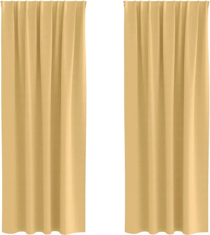 vidaXL Fekete Függöny Gyűrűkkel 2 pcs Bézs 225 x 140 cm Poliészter