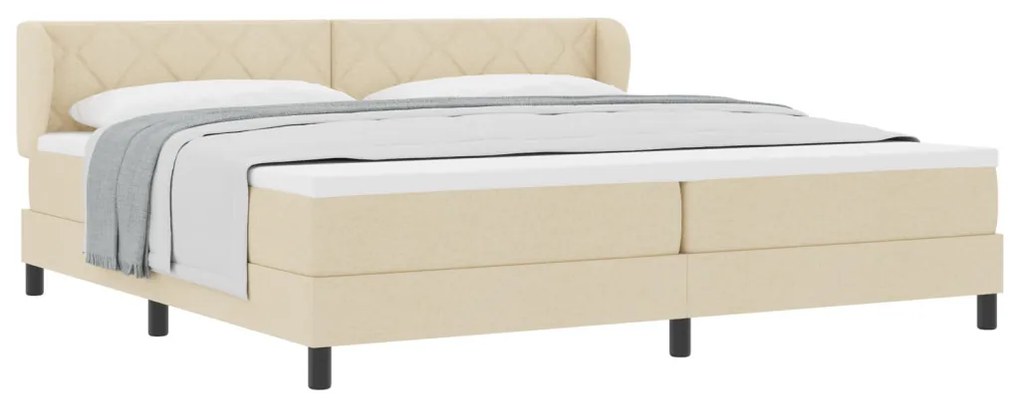Boxspring Ágy Mattal Krém 200x200 cm Szövet