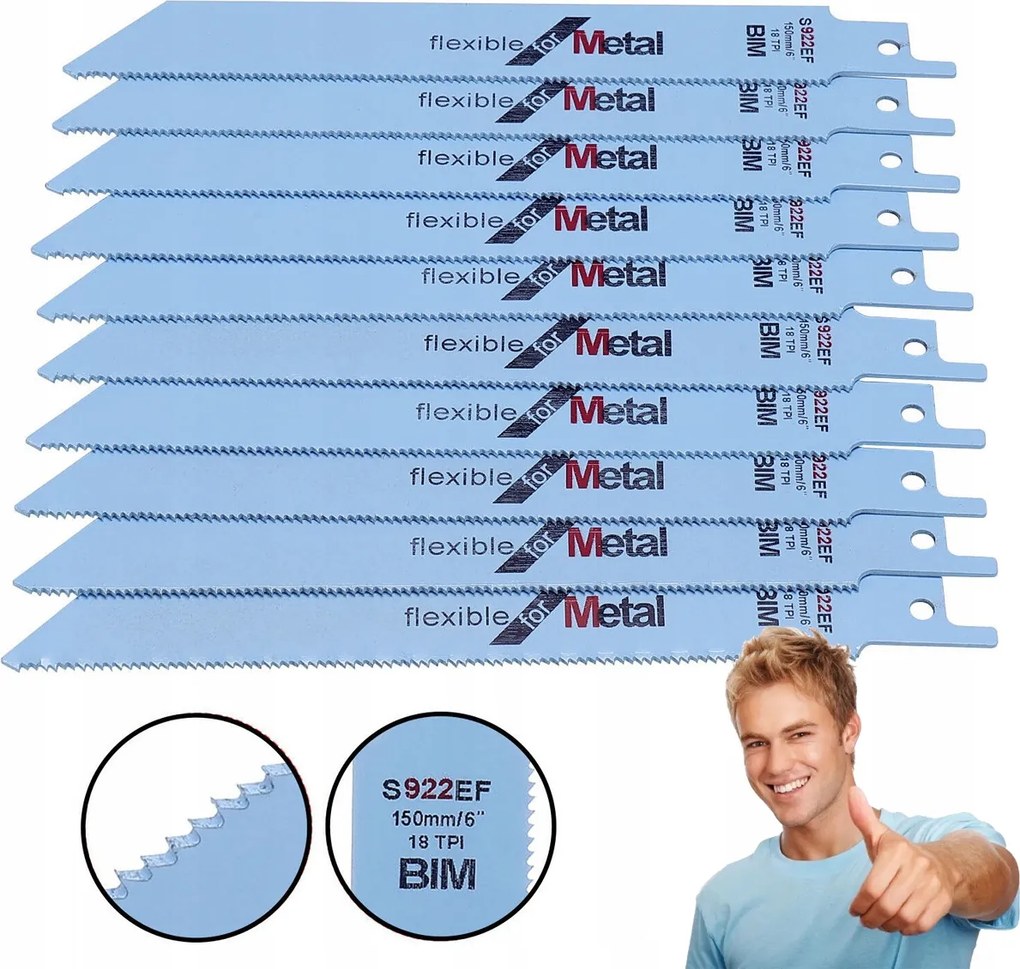 10DB Szablyafűrészlap Fémhez 150mm Róka Farok S922EF