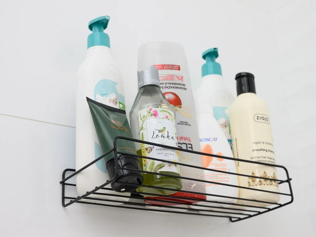 Fúrás nélküli fürdőszobai polc VIENTO, fekete