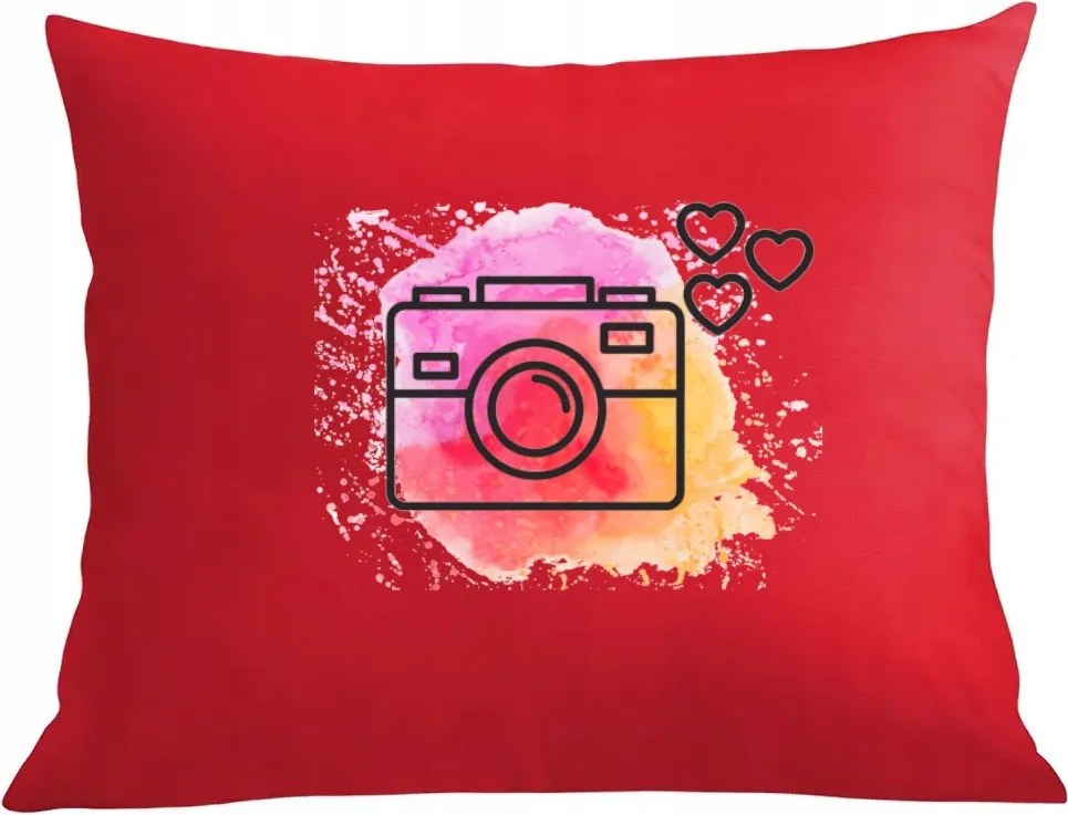 Párna párnahuzat Fényképezőgép színes háttérrel