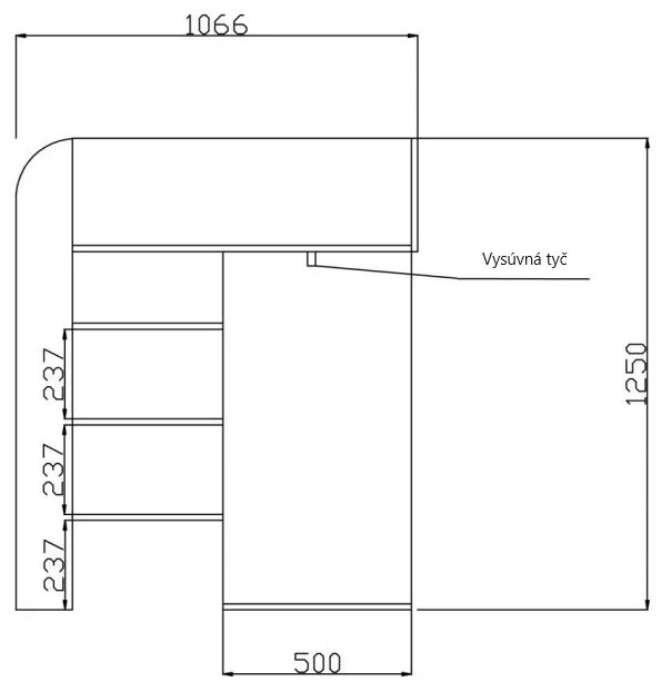 Kombinált gyerekágy 90 cm Toreno 1 (fehér + fényes fehér + szürke fényes foganytúk). 1083311