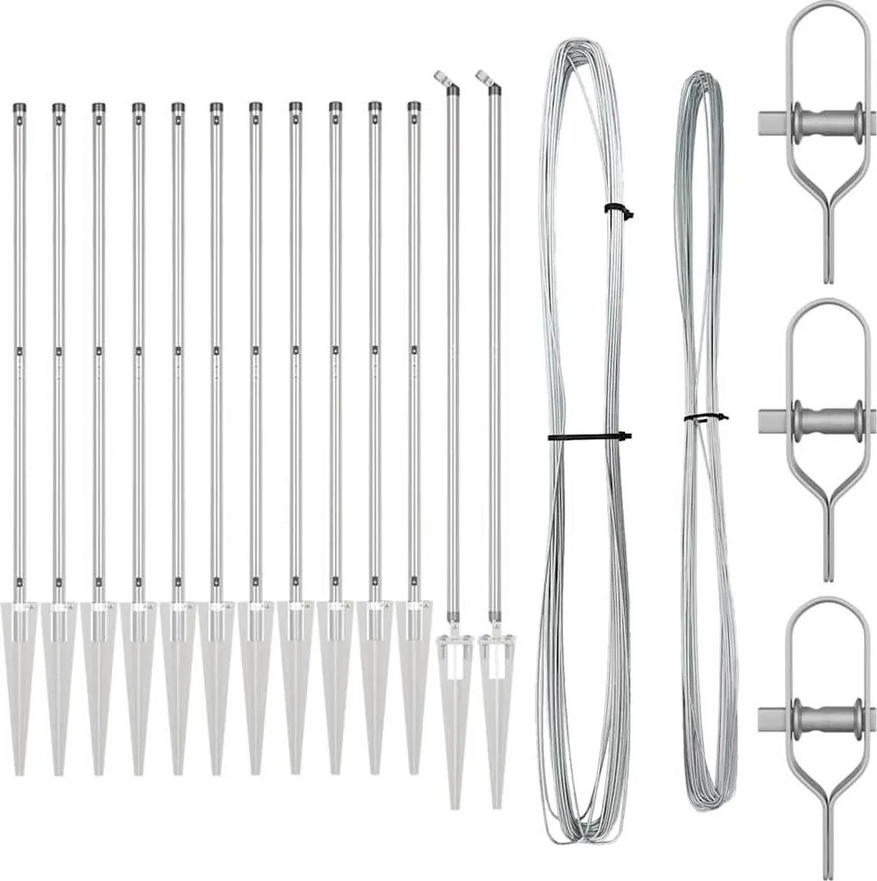 vidaXL Kerítésoszlop 13 pcs Ezüst Acél