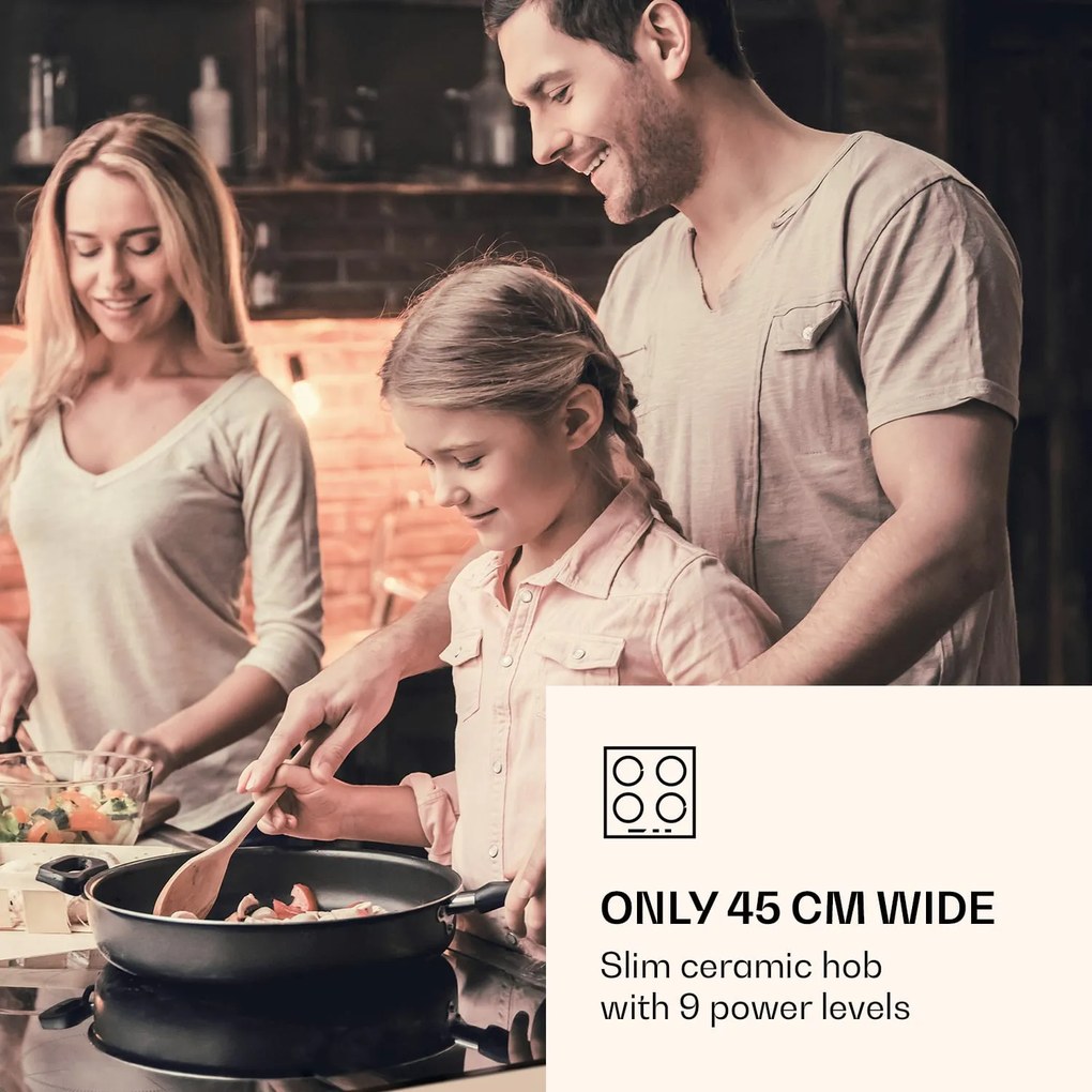 Klarstein Virtuosa 3 Slim, főzőlap, 5000 W, 3 zóna, Dualzone, időzítő, kerámia