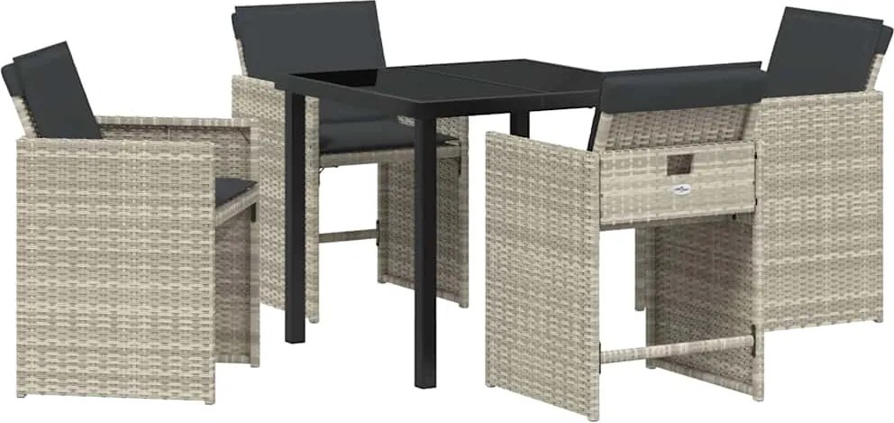 vidaXL Kert étkező szett 5 pcs Világosszürke polirattan