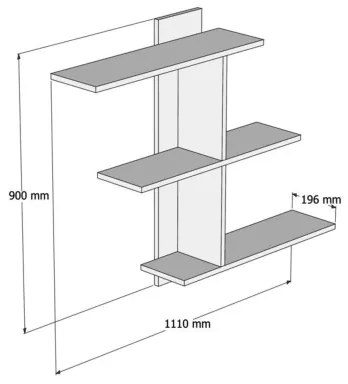 Fali polc BAHRO 90x111 cm antracit/barna