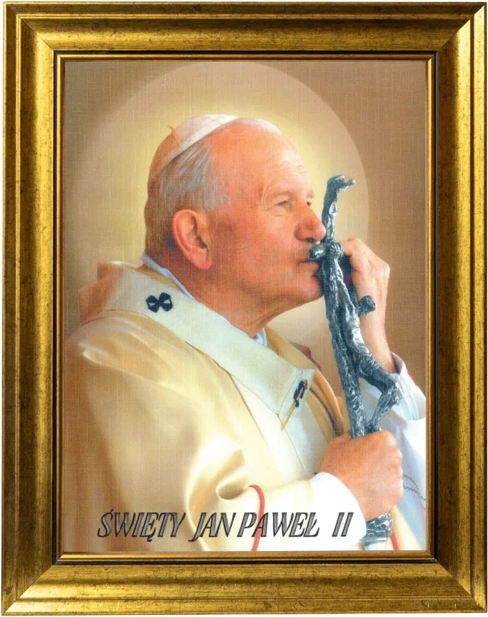 János Pál Pápa Szakrális Kép Arany Díszített Keretben 30X40
