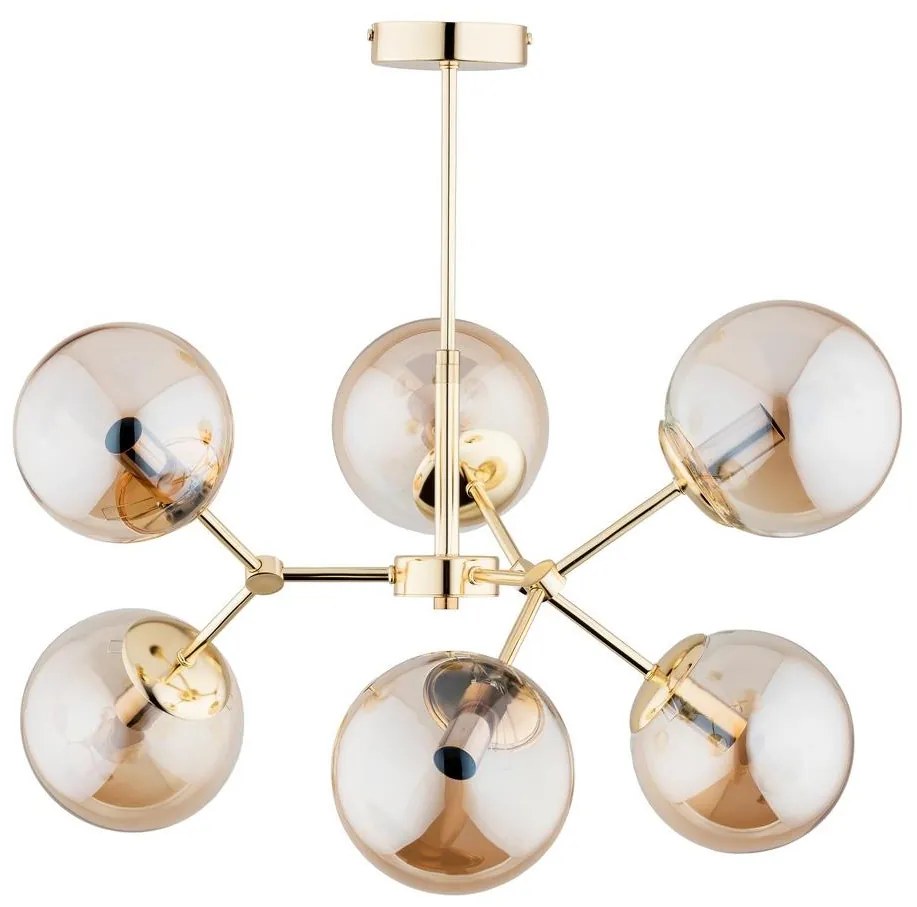 Csillár rúdon FOTON 6xE14/40W/230V arany/bézs