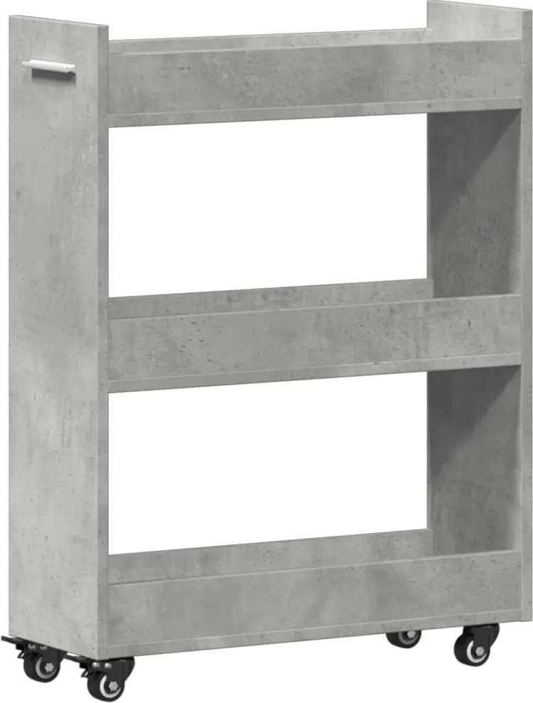 vidaXL betonszürke szerelt fa szekrény kerekekkel 60 x 22 x 79 cm