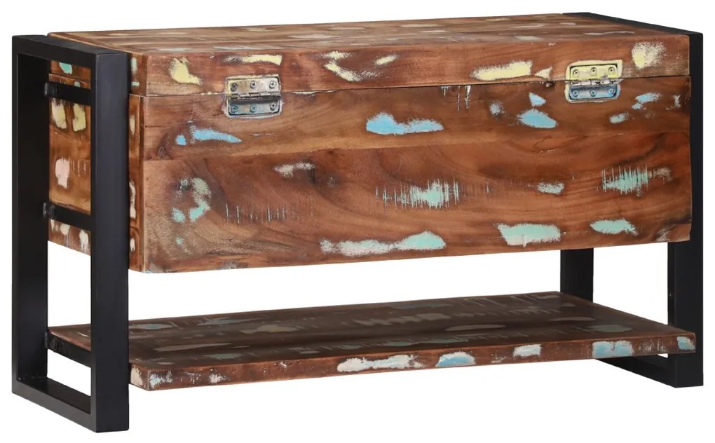 Tároló láda Többszínű 80x35x45 cm Tömör Fa Újrahasznosított