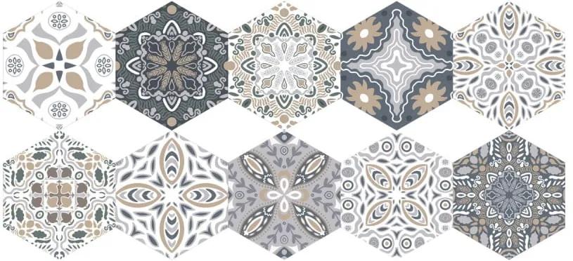 Floor Stickers Hexagons Emilana 10 db-os padlómatrica szett, 40 x 90 cm - Ambiance