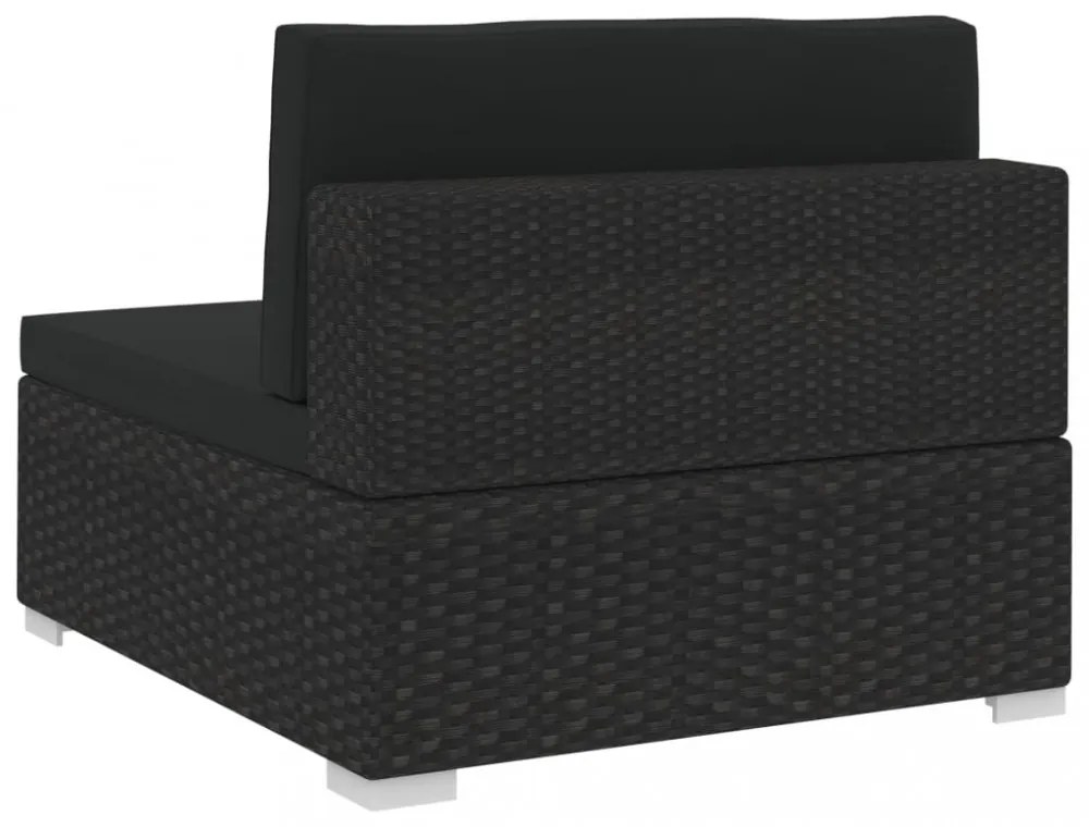 vidaXL 4 részes fekete polyrattan kerti kanapészett párnákkal