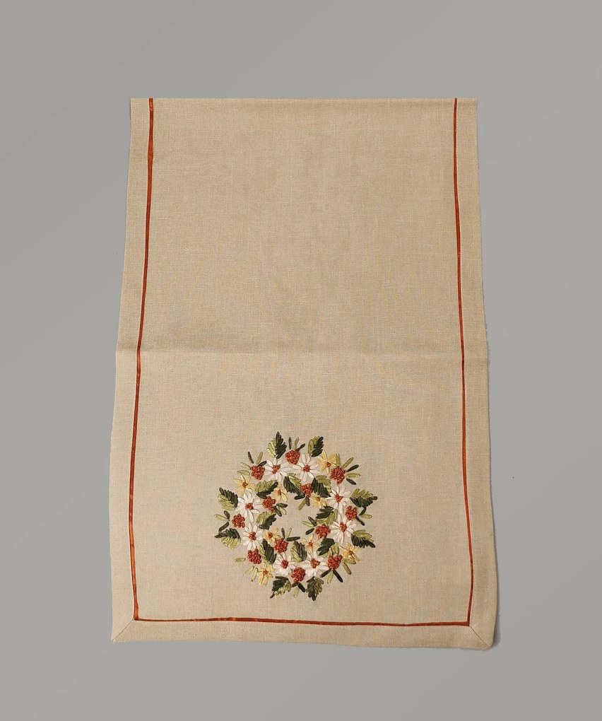 Hímzett terítő koszorú virágokkal 40x110 cm TiaHome