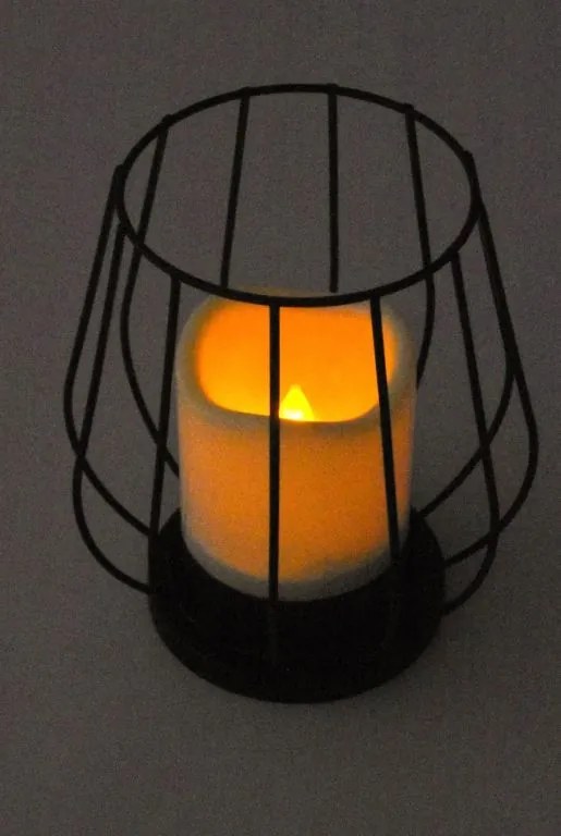 Fém gyertyatartó LED gyertya meleg fehér fekete/fehér