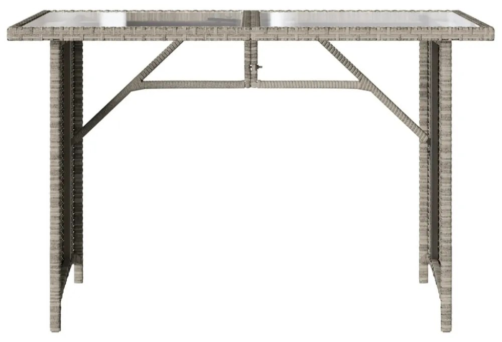 szürke polyrattan üveglapos kerti asztal 110x68x70 cm