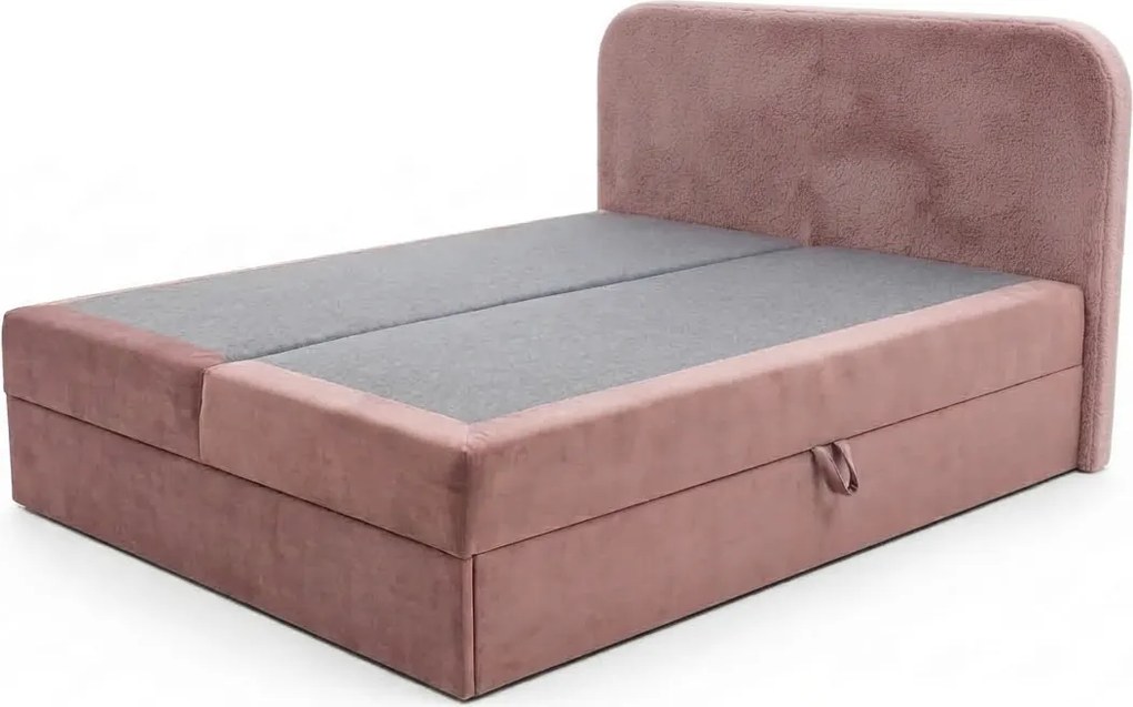 Kárpitozott boxspring ágy FORENA 140x200 cm antik rózsaszín Matrac: Bonell rugós matrac