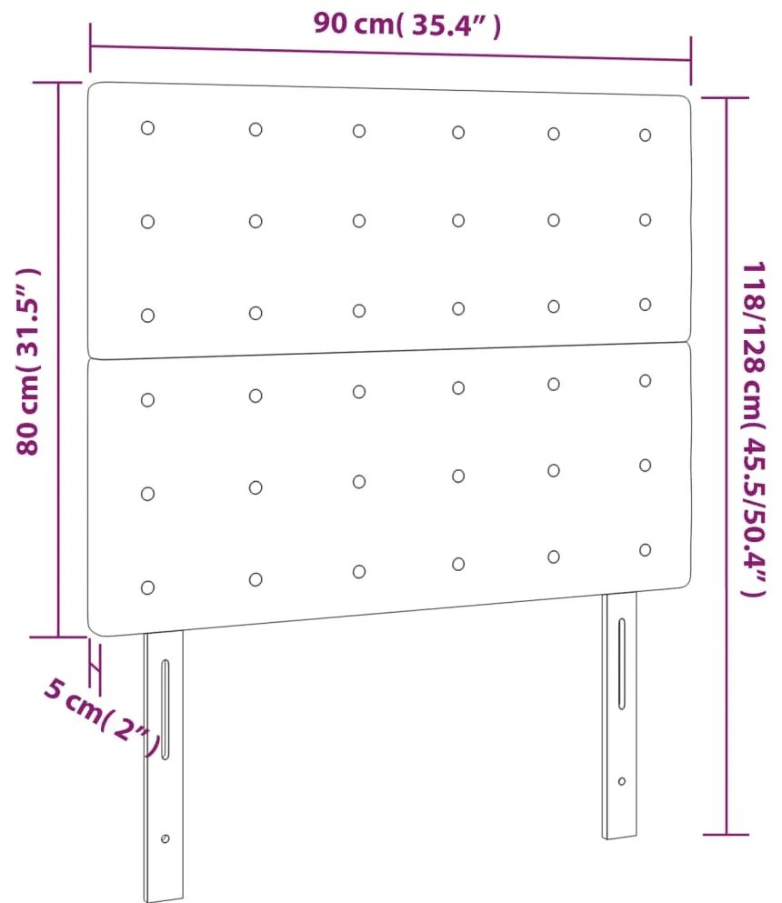 kék szövet LED-es fejtámla 90x5x118/128 cm