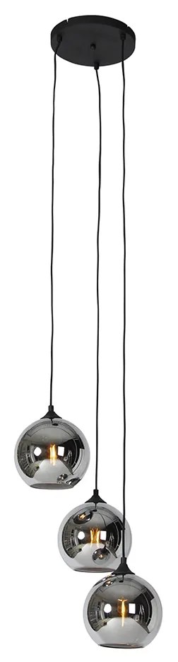 Art Deco lógólámpa fekete füstüveggel 3-lámpás - Wallace
