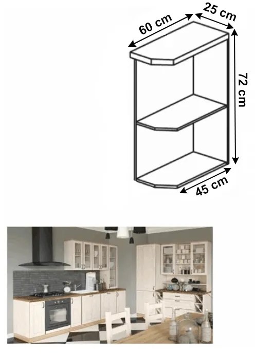 Alsó konyhai polc, sarok Regnar D25PZ/P Északi fenyő/vadtölgy (P). 788958