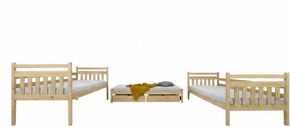 Wilsondo PETRA 5 emeletes ágy pótággyal - natúr borovi Méret: 180x80