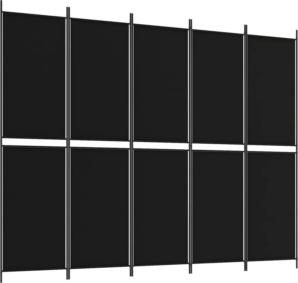 vidaXL 5 paneles fekete szövet térelválasztó 250x200 cm