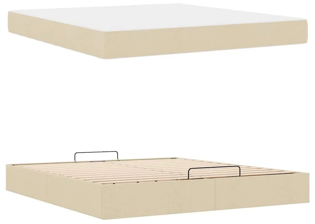 Ágykeret tárolóval Krém 180 x 200 cm szövet