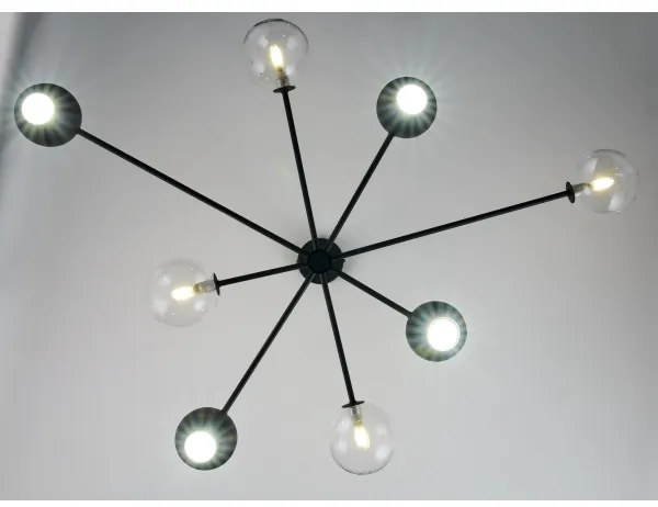 Jupiter 1996 - Csillár rúdon MOKA 4xGU10/10W/230V + 4xG9/10W/230V fekete/átlátszó