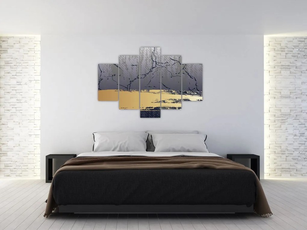 Kép - Kék és arany absztrakció N⁰1 (150x105 cm)