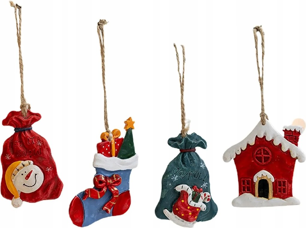 Karácsonyfadíszek Karácsonyi medálok Gyanta 4db-os szett