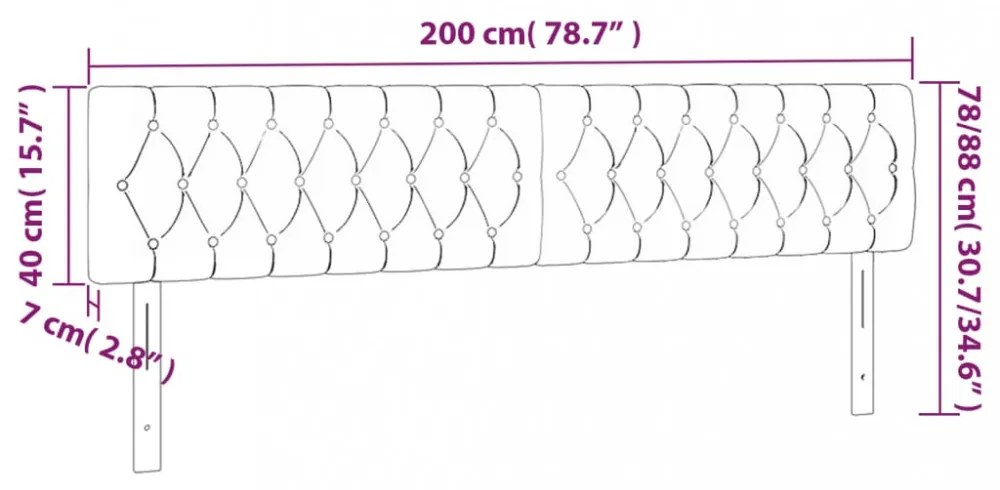 krémszínű szövet LED-es fejtámla 200x7x78/88 cm