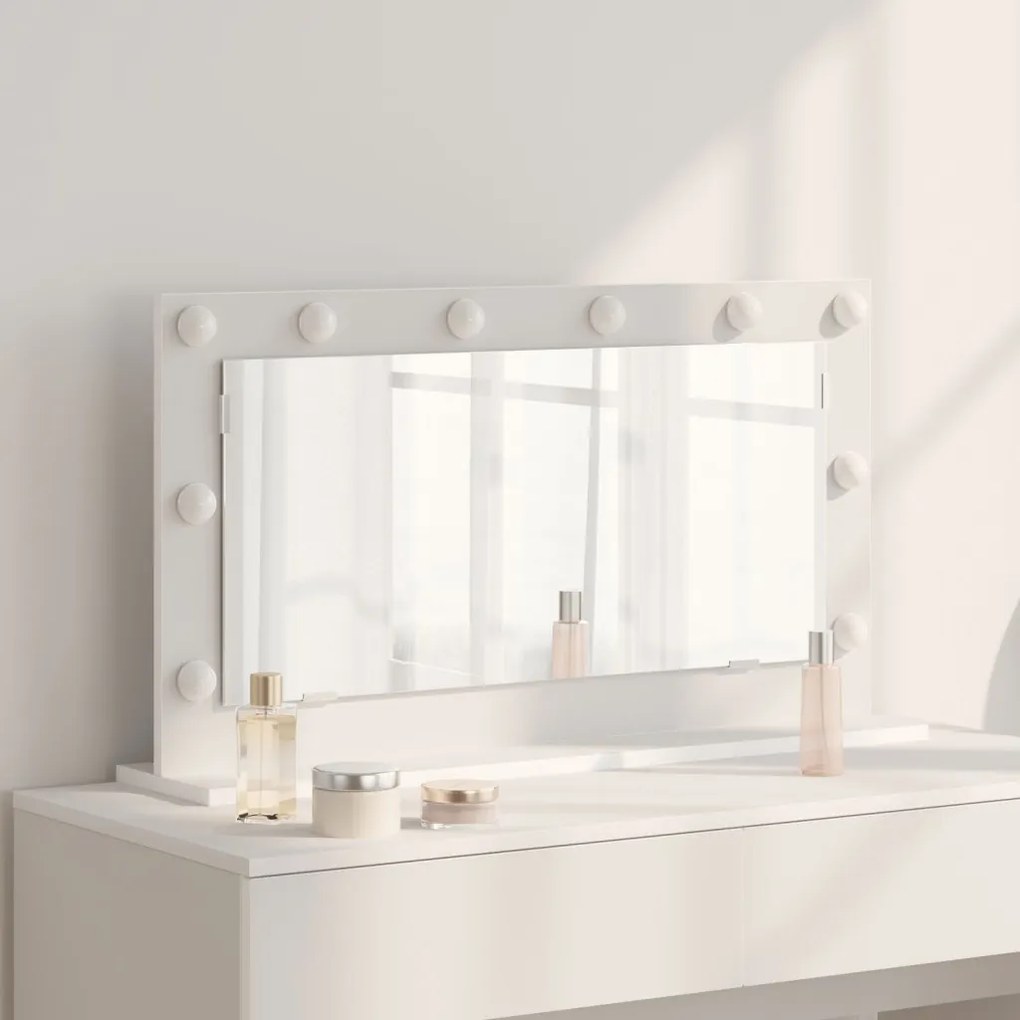 LED világítással ellátott sminktükör Fehér 80x45x18 cm