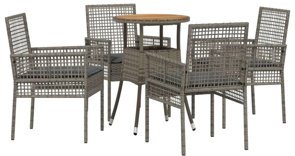 Étkező bútor szett 5-ös szett Szürke Rattan, Üveg Tartós
