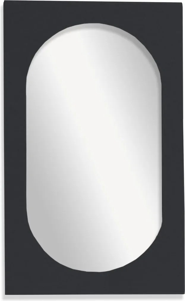 Fekete Fa Ovális Tükör Vastagított Kerettel 43 X 73 CM