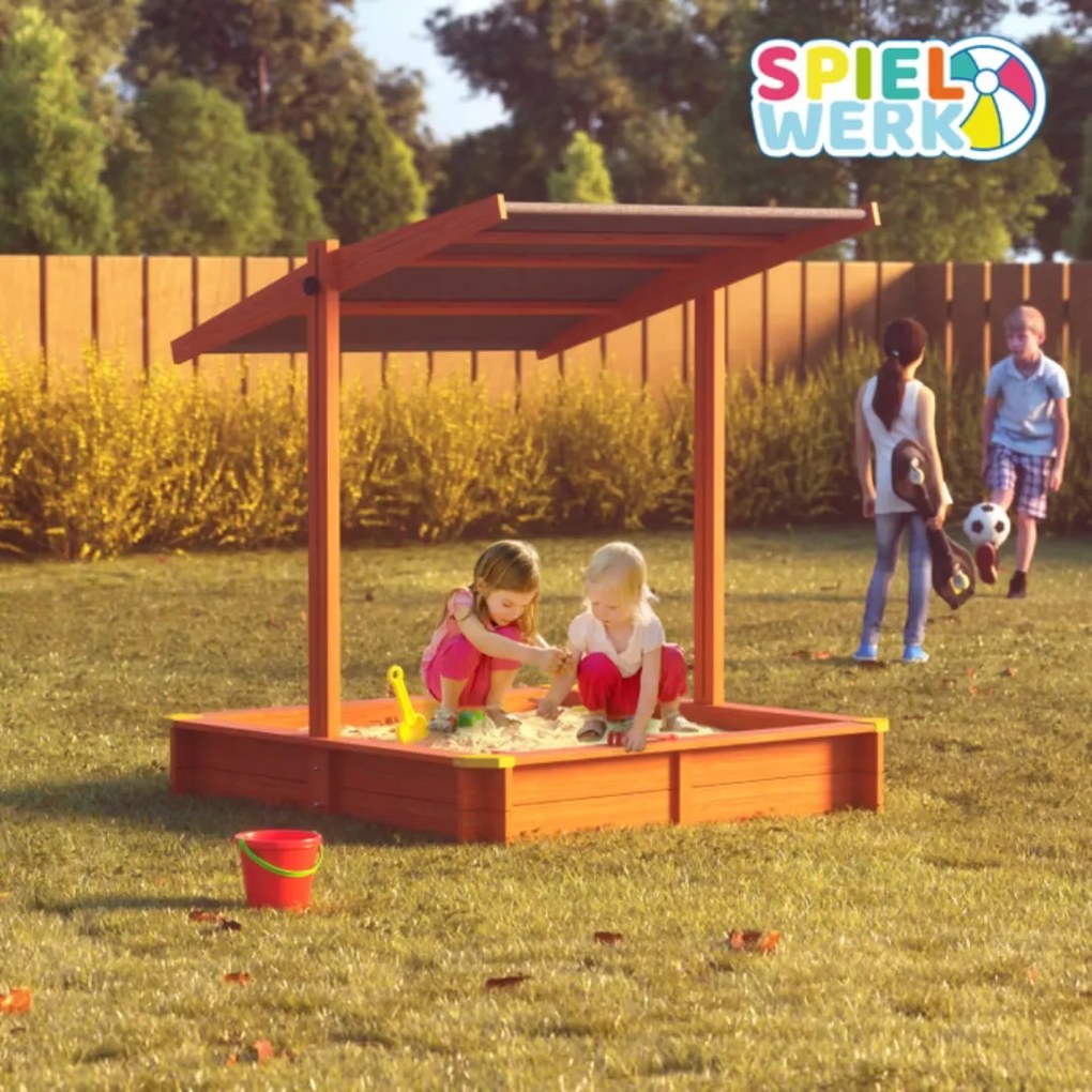 Sami homokozó tetővel, lucfenyő, 120x120x120 cm Spielwerk