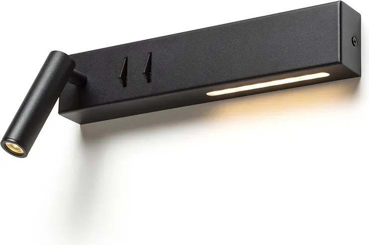 RENDL ODEON nástěnná s podsvícením černá 230V LED 8+3W 30° 3000K