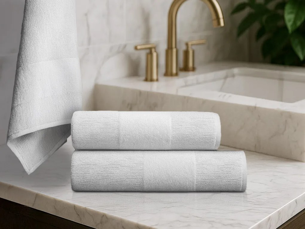 CARRARA törölközőkészlet 1db 60x100 cm és 1db 40x55 cm 100% pamut, fehér