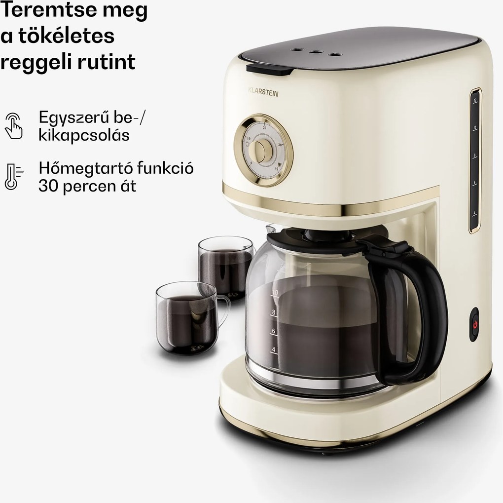 Klarstein Victoria szűrős kávéfőző | 1,5 liter | Melegen tartó funkció | 12 csésze