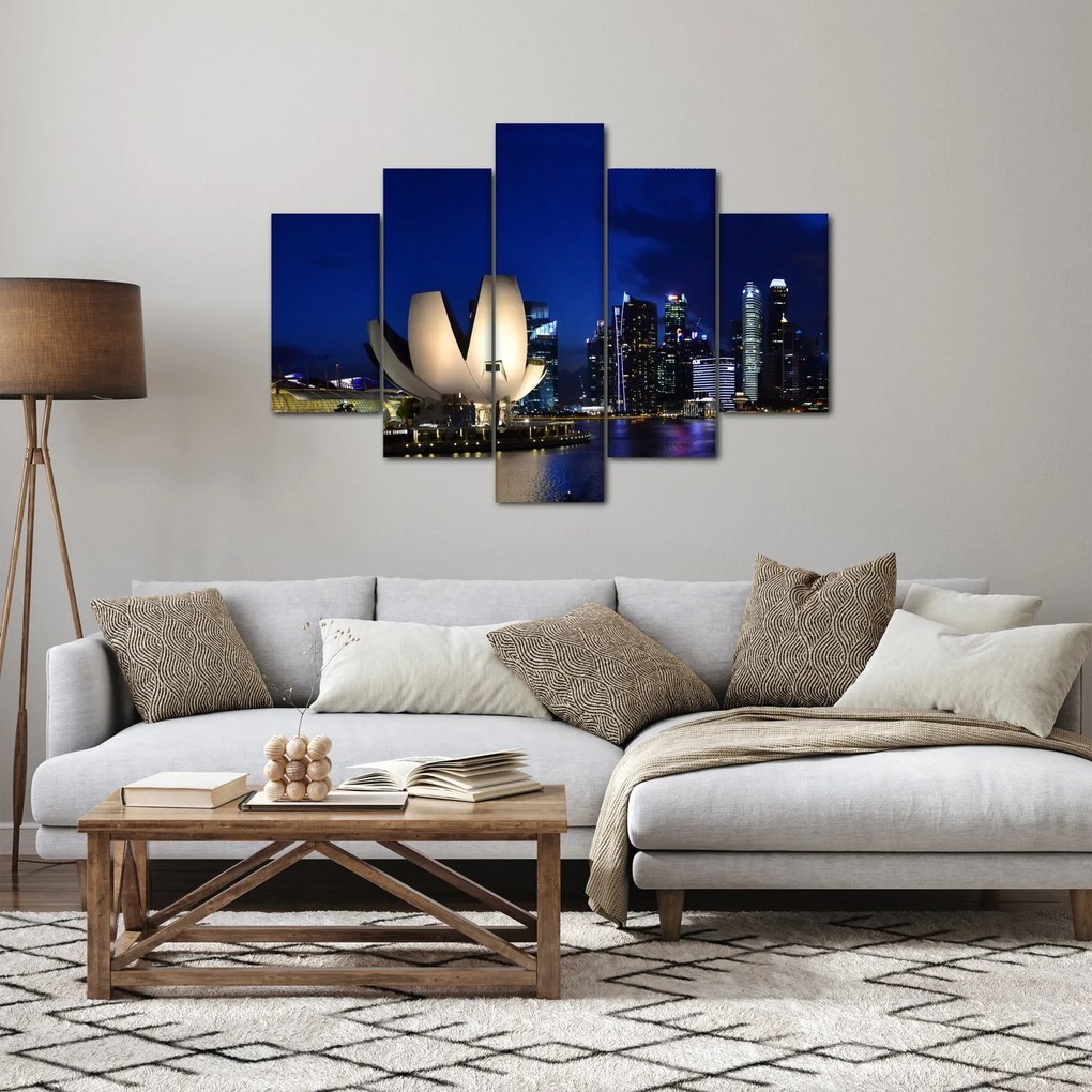 Éjszakai Szingapúr képe (150x105 cm)