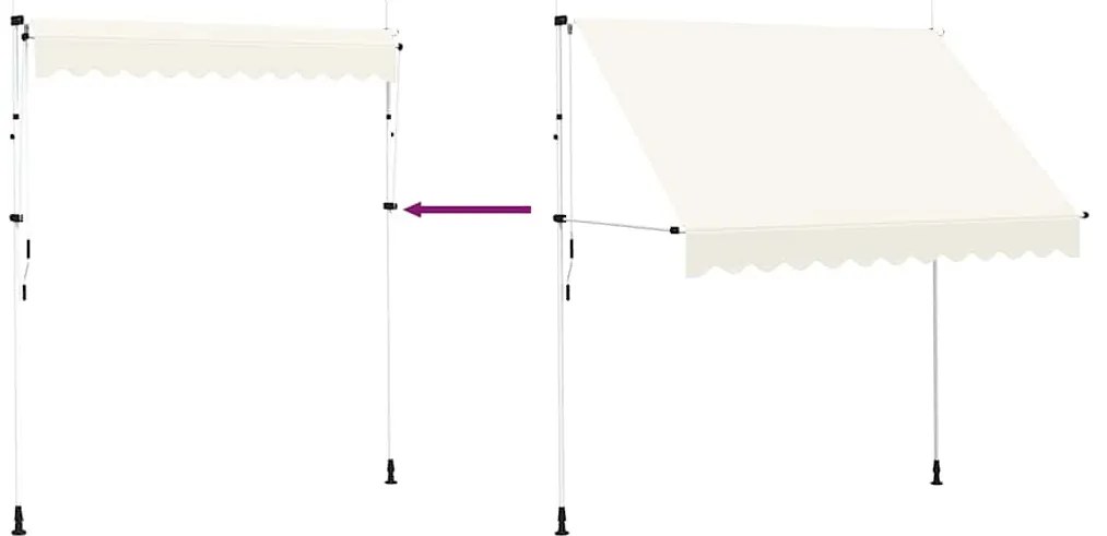 kézzel feltekerhető krémszínű napellenző 250 cm