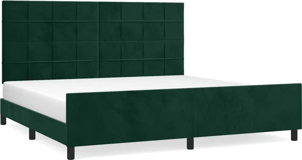 vidaXL sötétzöld bársony ágykeret matrac nélkül 200x200 cm