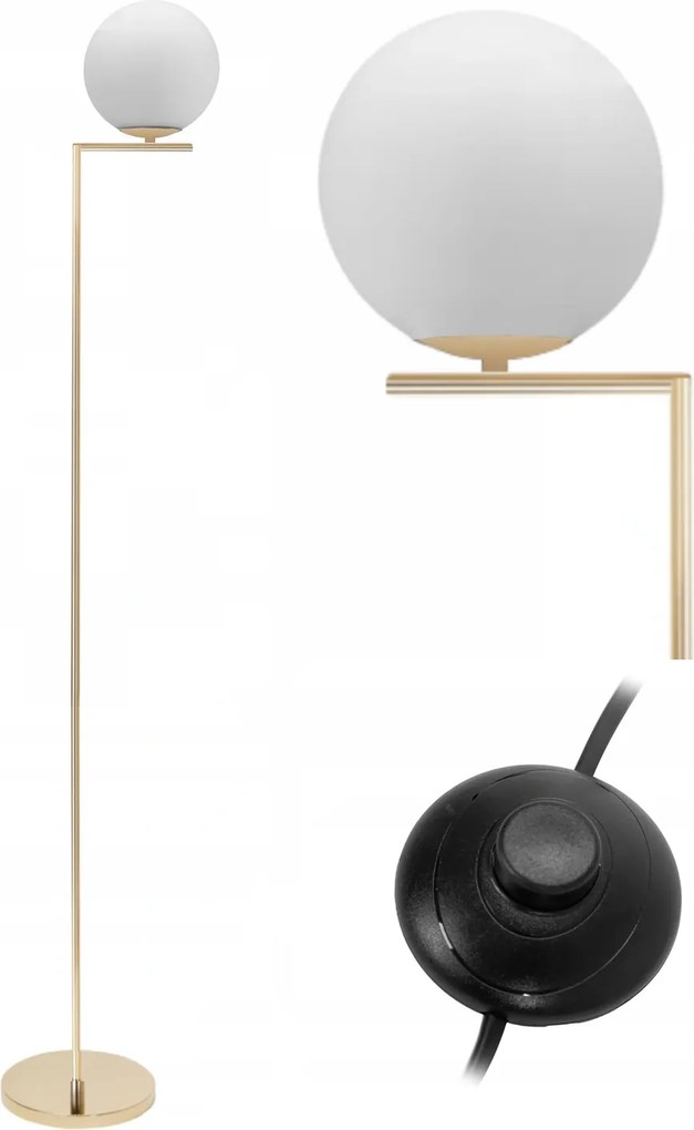 Állólámpa Arany Fehér Lámpabúrával Modern Glamour 150 cm