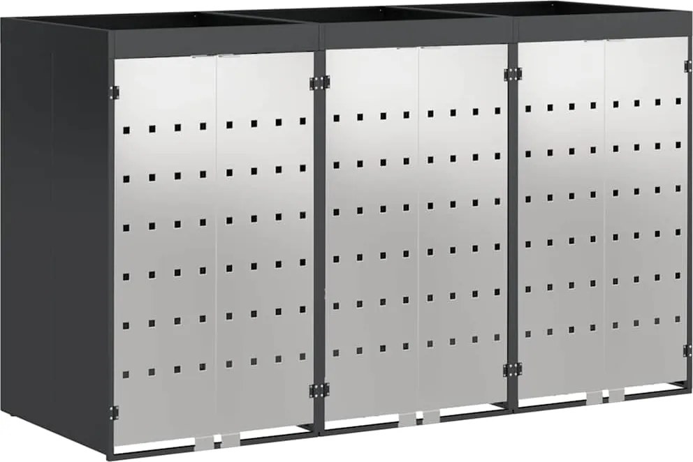 vidaXL Gurulós kuka tároló 3 kukához Antracit 340 x 77.5 x 115.5 cm