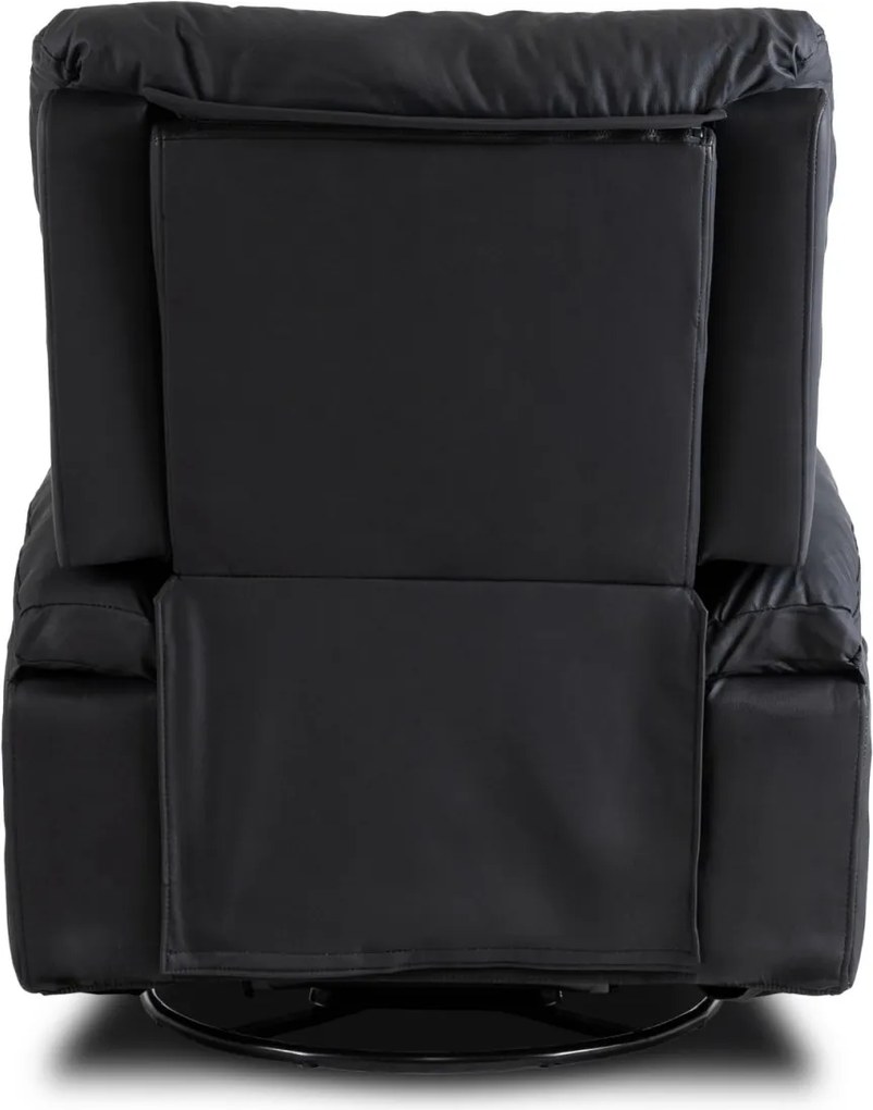 Masszírozós, hintafunkciós dönthető fotel fekete színben, műbőr kárpittal BRUCE