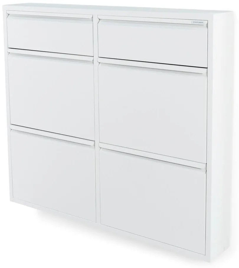 Fehér fém billenő ajtós cipőtartó 98x86x15 cm Billy – Spinder Design