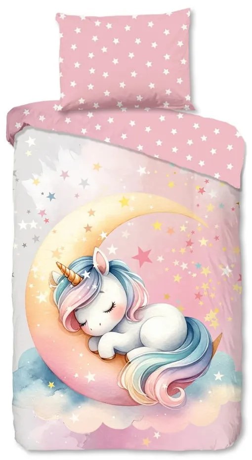 Rózsaszín egyszemélyes pamut gyerek ágyneműhuzat 140x200 cm Molly – Good Morning