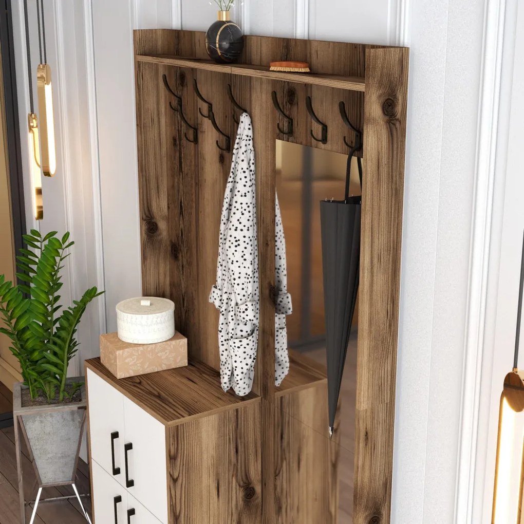 Berlin előszobafal, dió-fehér, 120 cm – TR845HCT4208